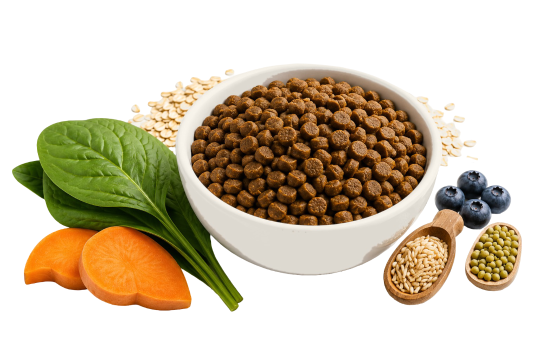 Pet food bowl with natural ingredients